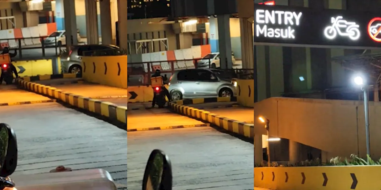 Myvi Mistakenly Enters Motorcycle Entrance at Setia City Mall, Motorcyclists Offer Help