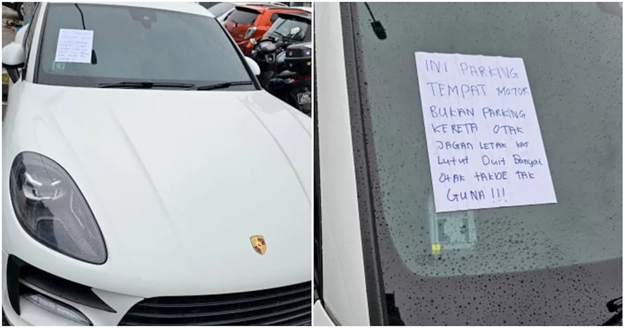 Porsche Driver Gets Scolded Through a Note for Leaving Car at Motorcycle Parking Area