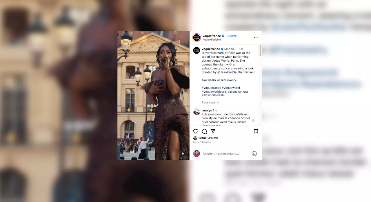 Fashion Week de Paris : Aya Nakamura interprète son titre «Fly» sur la place Vendôme (vidéo)