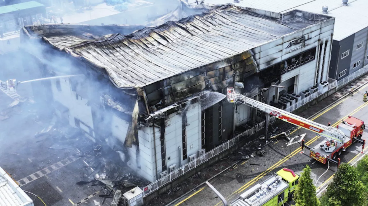 At least 16 dead in a fire at a lithium battery factory in South Korea