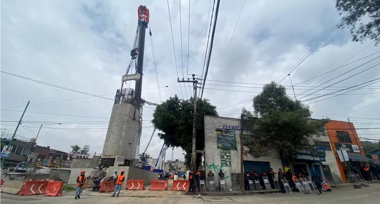 Continúan obras del Tren México-Toluca en Álvaro Obregón bajo resguardo de la SSC