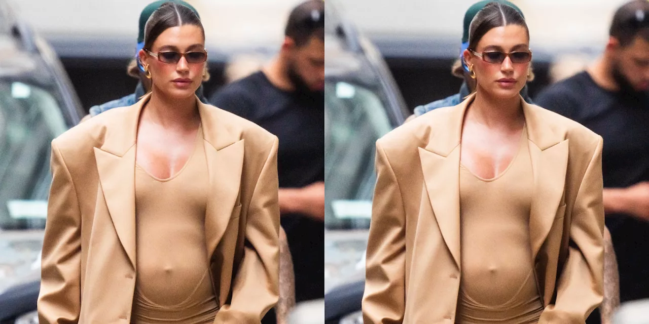 Hailey Bieber Wears Three Bold, Bump-Baring Maternity Looks In New York