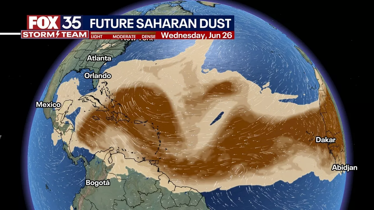 Large wave of Saharan dust is heading right for Florida and the Gulf of Mexico