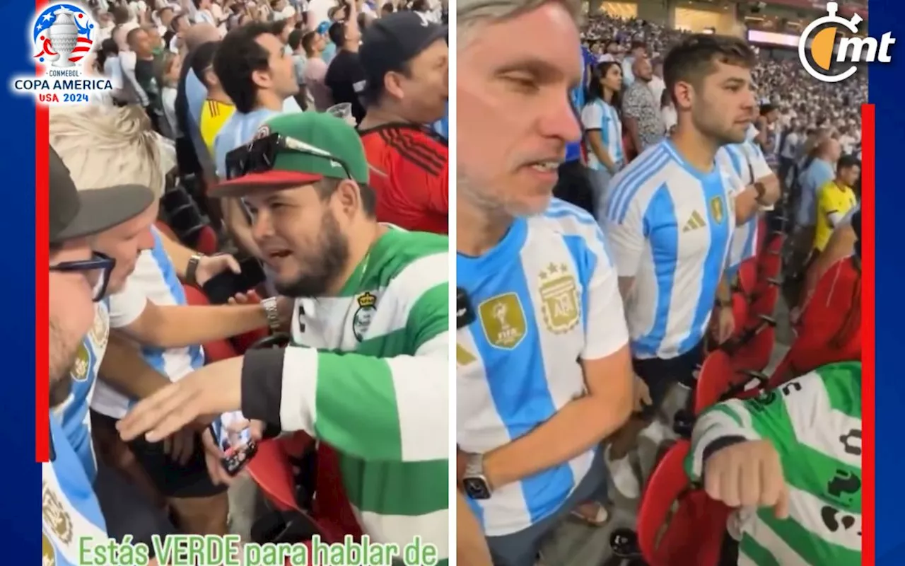 Aficionado de Santos se encaró con argentinos y le tiró a Messi: 'Es una basura'