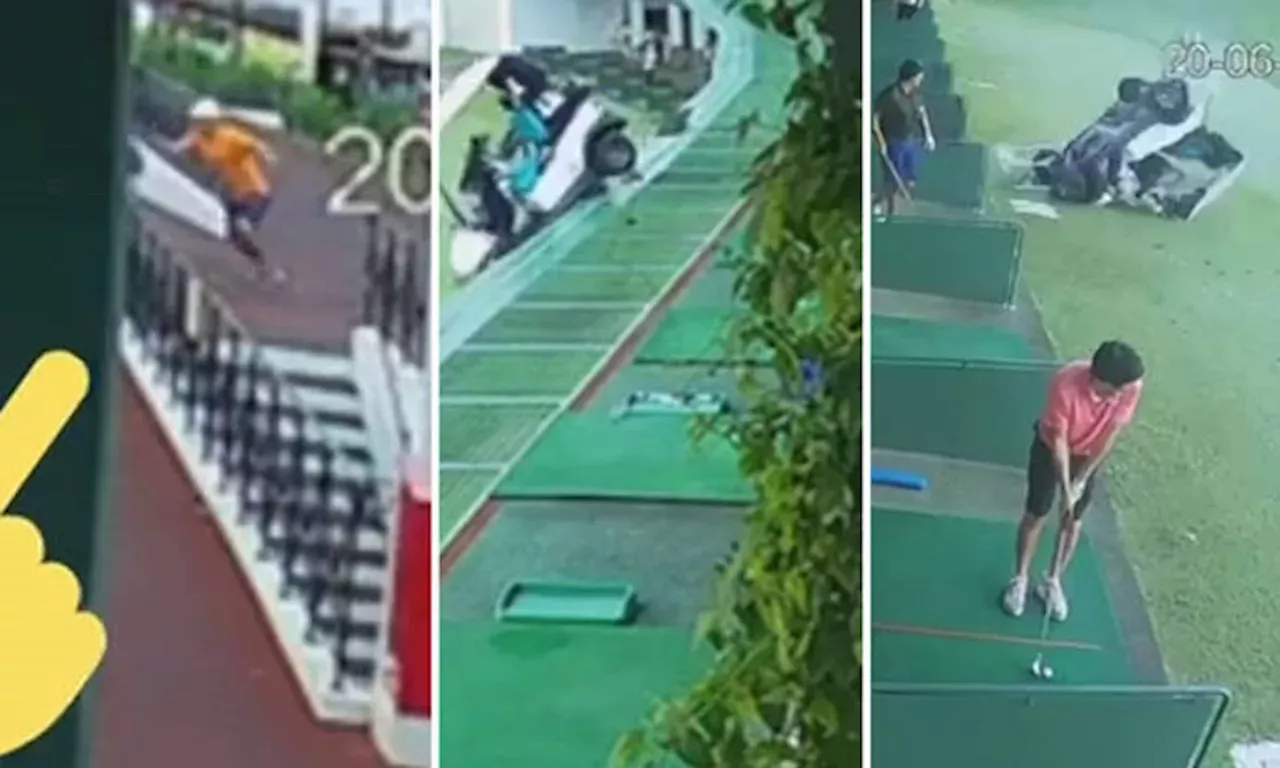 Damage: Man Chases After Runaway Golf Buggy As It Plunges Off 2nd Tier 