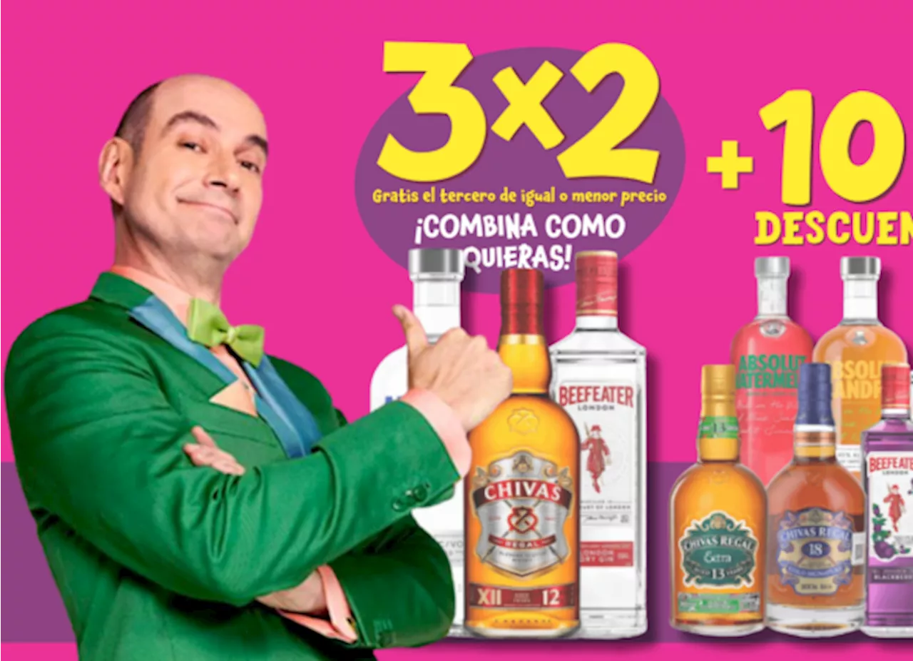 Soriana pone Al 3x2 más un 10% de descuento en estas botellas de Vodka, Whisky y Gin