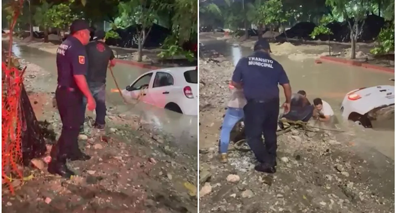 VIDEO: Rescatan a hombre en peligro de ser succionado en un canal de Tuxtla