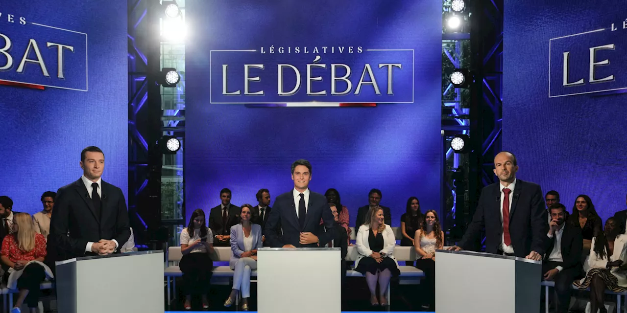 Législatives 2024 : suivez le débat entre Jordan Bardella, Manuel Bampard et Gabriel Attal