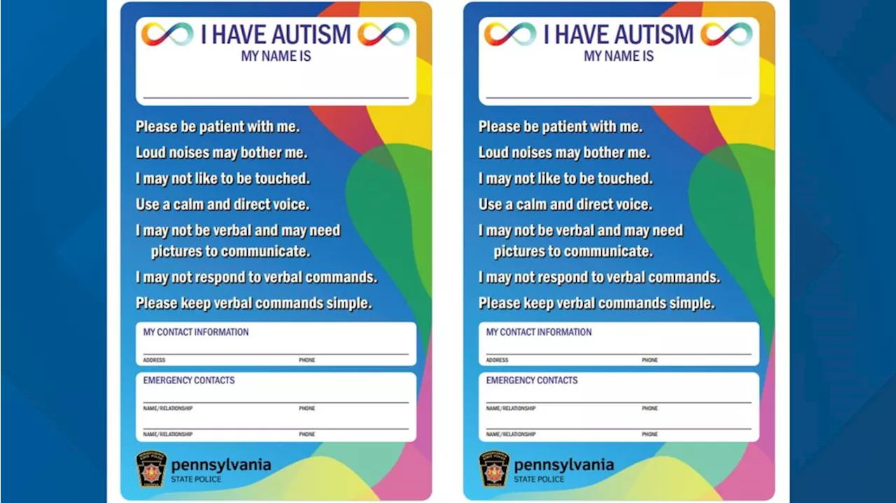 New Autism informational cards from Pennsylvania State Police intend to help improve encounters