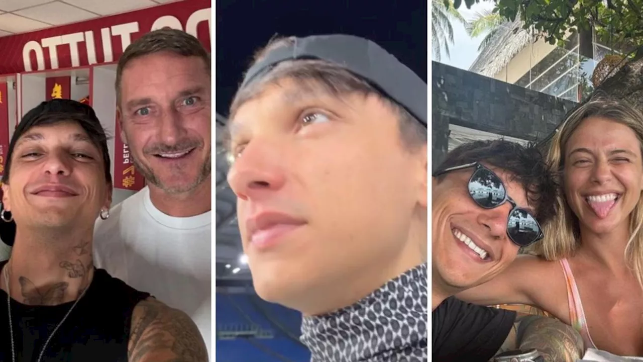 Ultimo all'Olimpico tra selfie con Totti e il bacio al pancino di Jacqueline