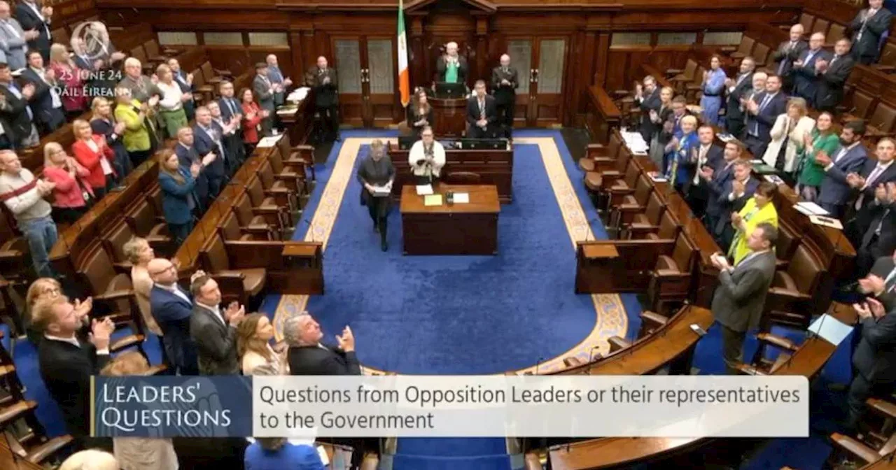 Natasha O'Brien receives standing ovation in Dáil Éireann