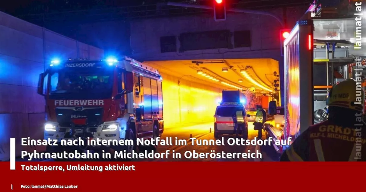 Einsatz nach internem Notfall im Tunnel Ottsdorf auf Pyhrnautobahn in Micheldorf in Oberösterreich