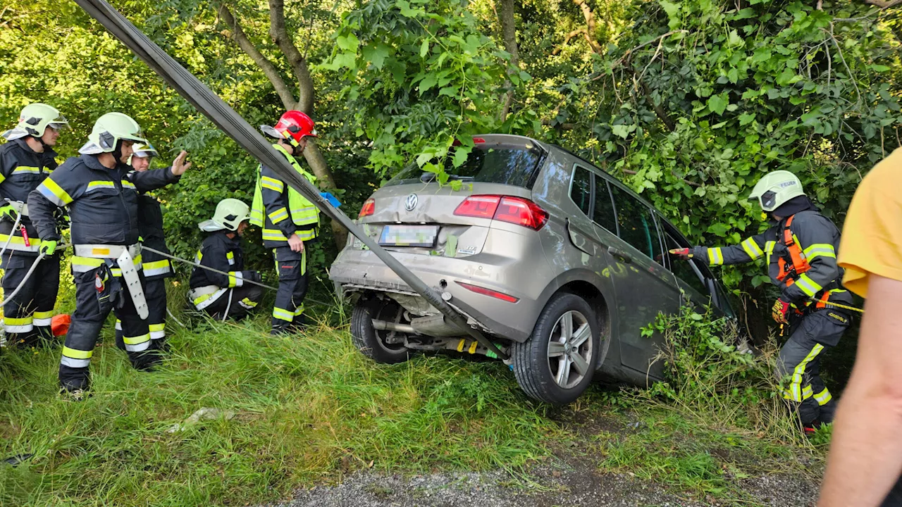 Bäume verhinderten Absturz eines Autos zur Ybbs