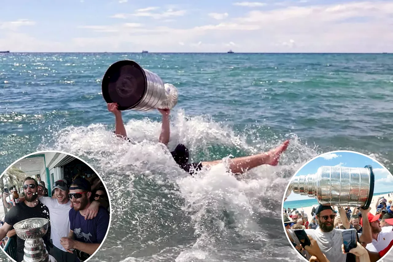 Panthers' raucous Stanley Cup party begins with a dip in the ocean