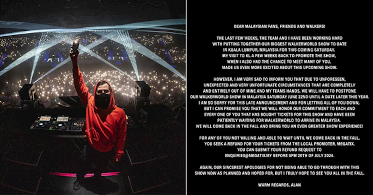 Alan Walker Postpones Concert In Malaysia & Promises To Return Later This Year