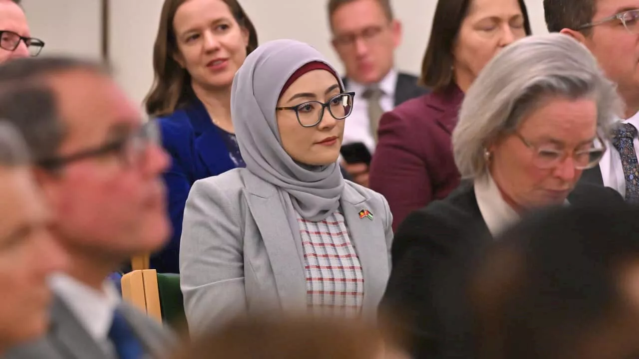 Labor senator Fatima Payman crosses the floor to vote for Palestinian statehood