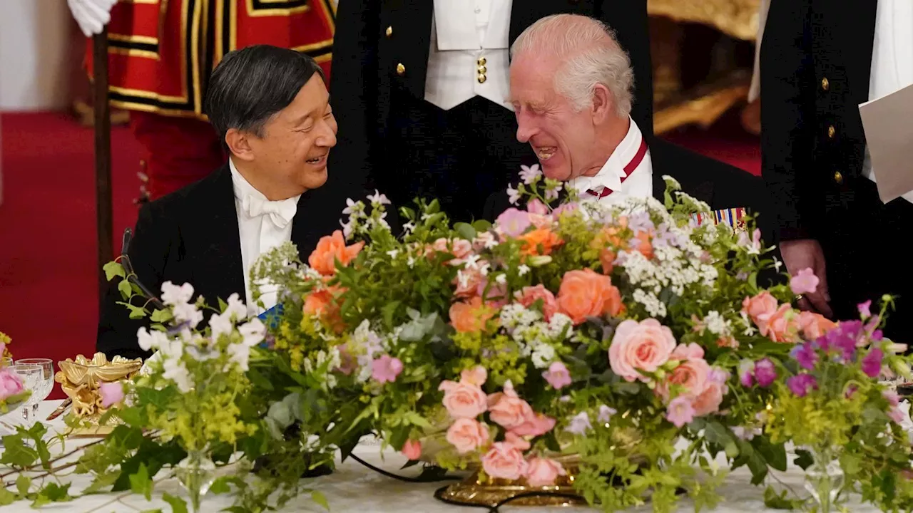 King Charles hosts lavish state banquet for Japan's Emperor Naruhito at Buckingham Palace