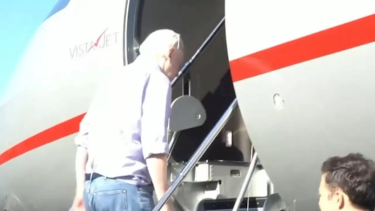 First footage of Julian Assange emerges after leaving UK prison