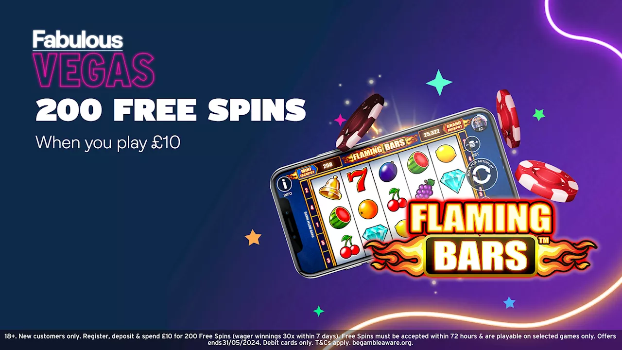 Play with 200 free spins when you join Fabulous Vegas and spend £10 on site...