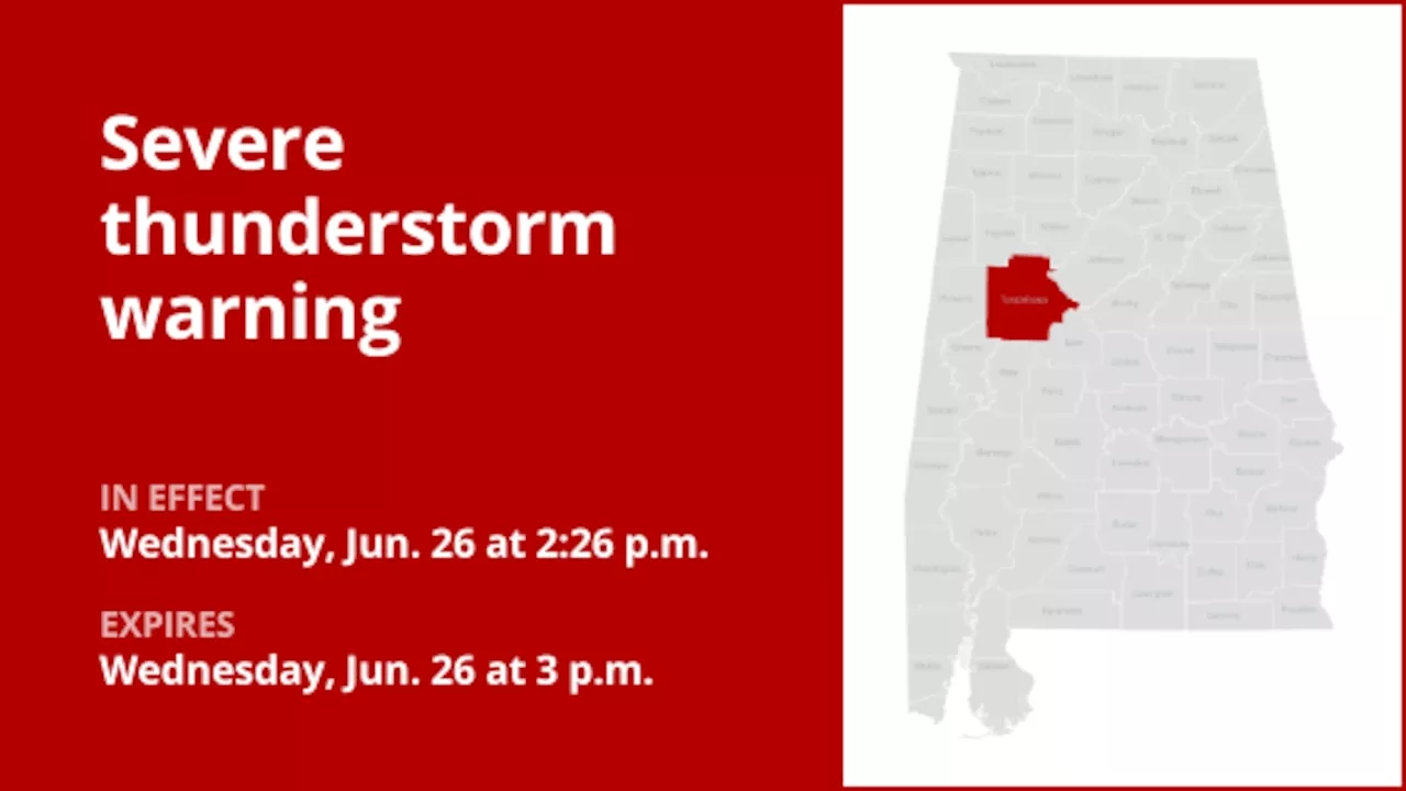 Update: Damaging winds expected with thunderstorms to hit Tuscaloosa County Wednesday