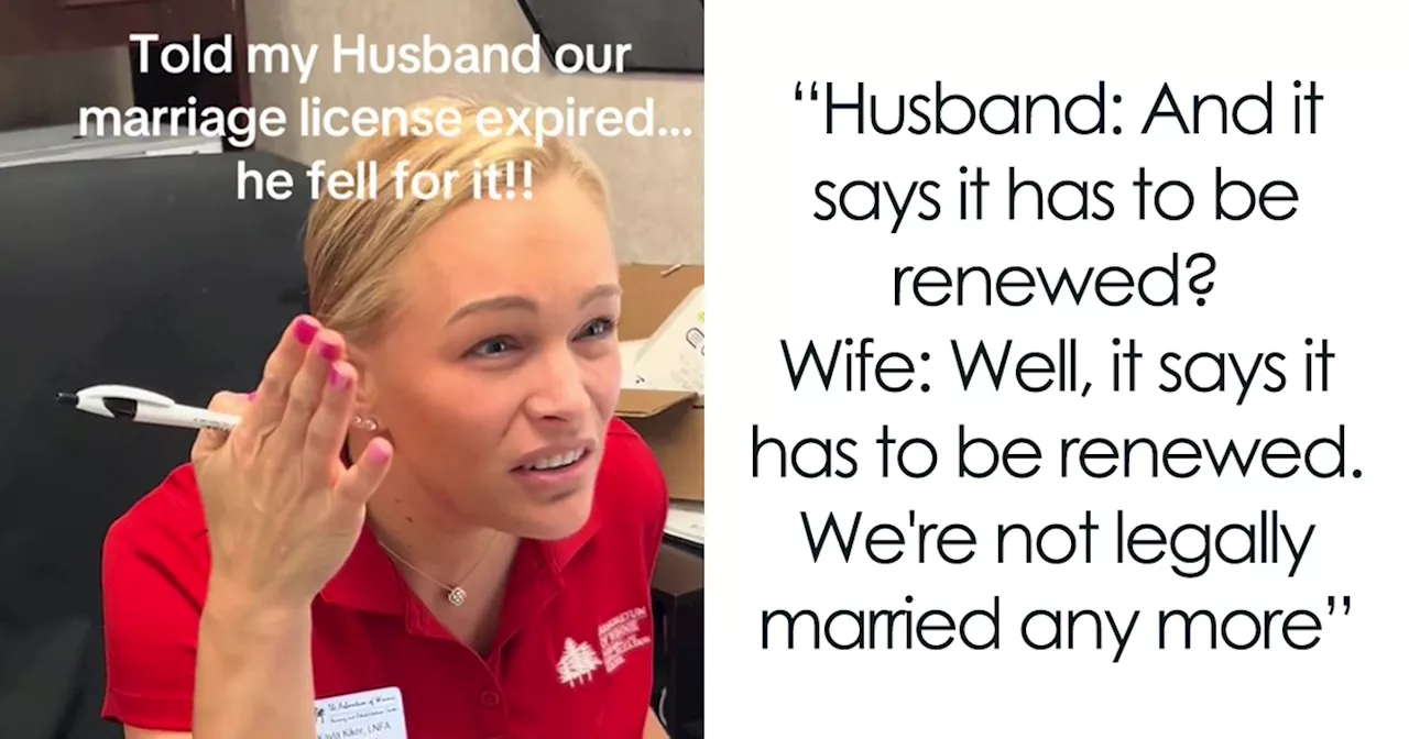 Hilarious Prank Leaves Hubby In Total Shock After Wife Tells Him Their Marriage License Expired