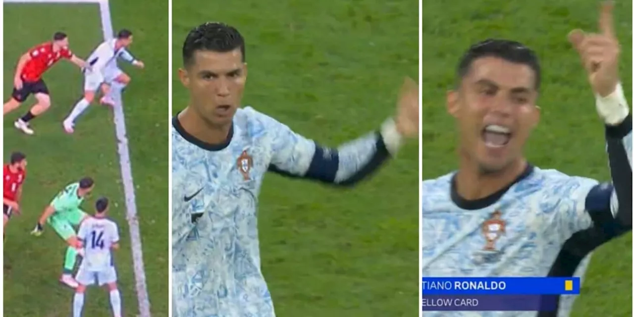 Cristiano Ronaldo è una furia: gestaccio all'arbitro e al Var durante Portogallo-Georgia