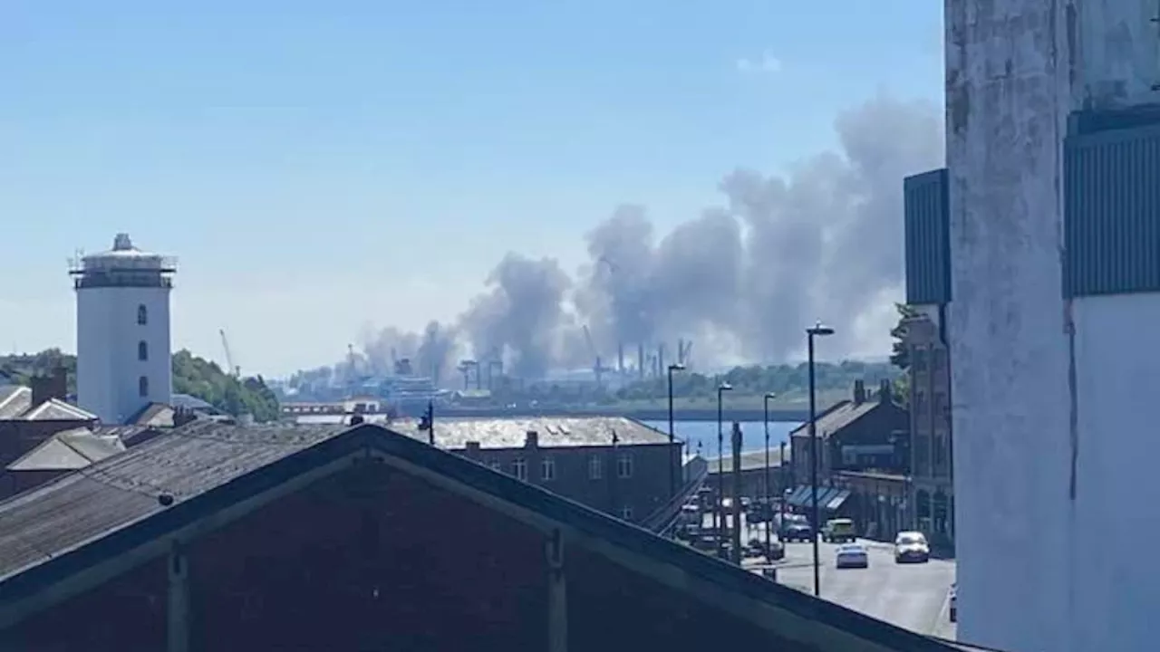 Fire crews on scene of large fire at Tyne Dock in South Shields