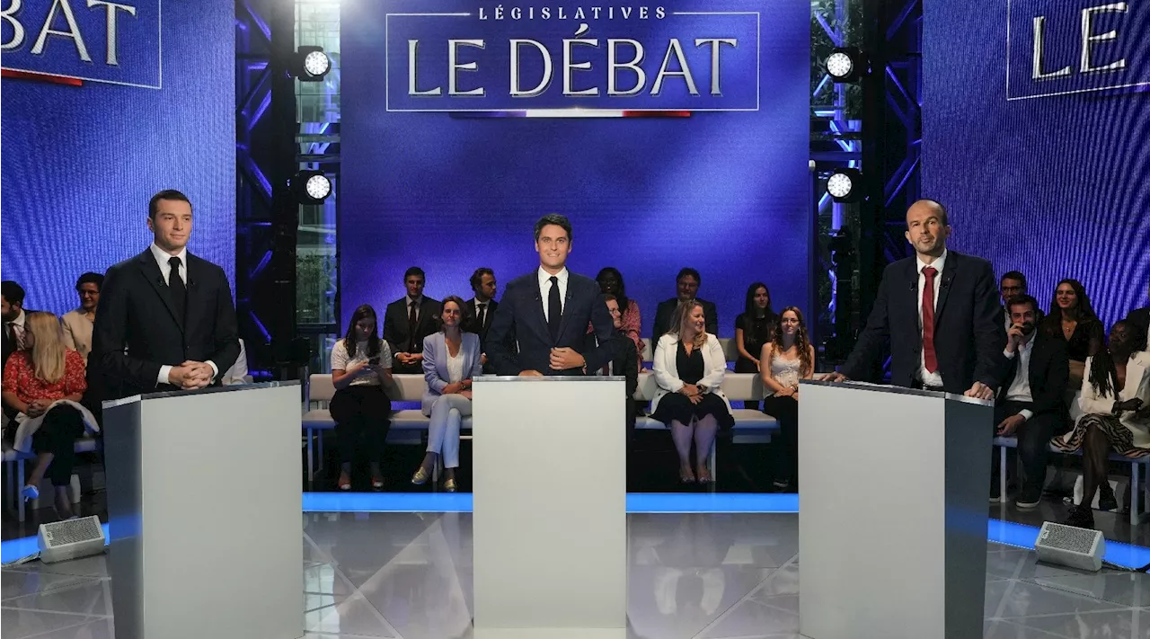 Législatives : quel est ce pin’s triangle rouge arboré par Manuel Bompard au débat sur TF1