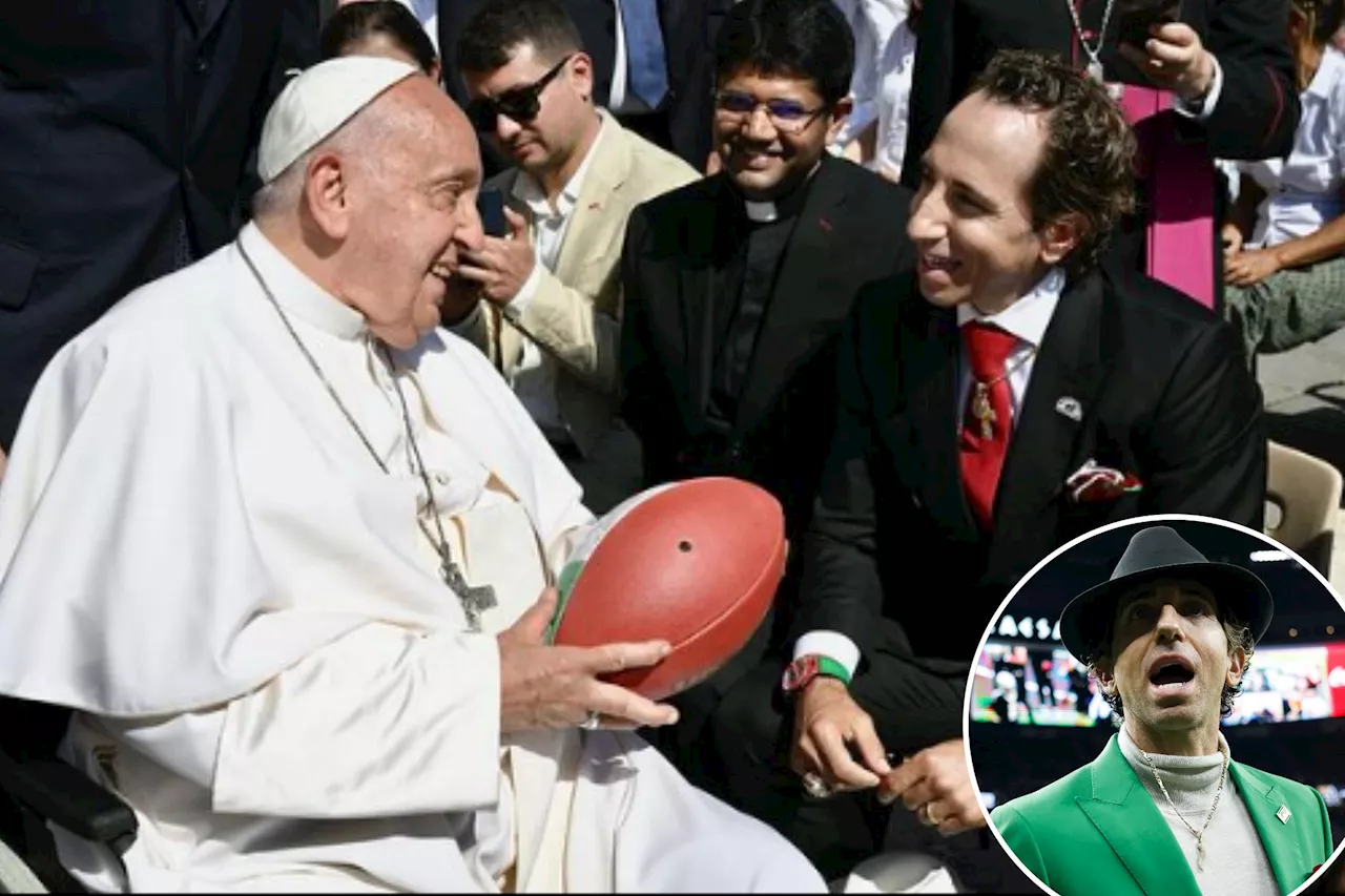 Tommy DeVito's agent, Sean Stellato, gifts Pope Francis football in Vatican visit