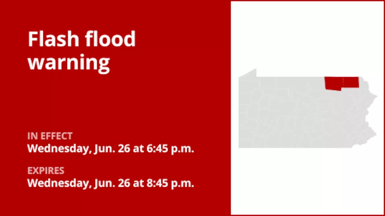 Flash flood warning for Bradford and Susquehanna counties Wednesday evening