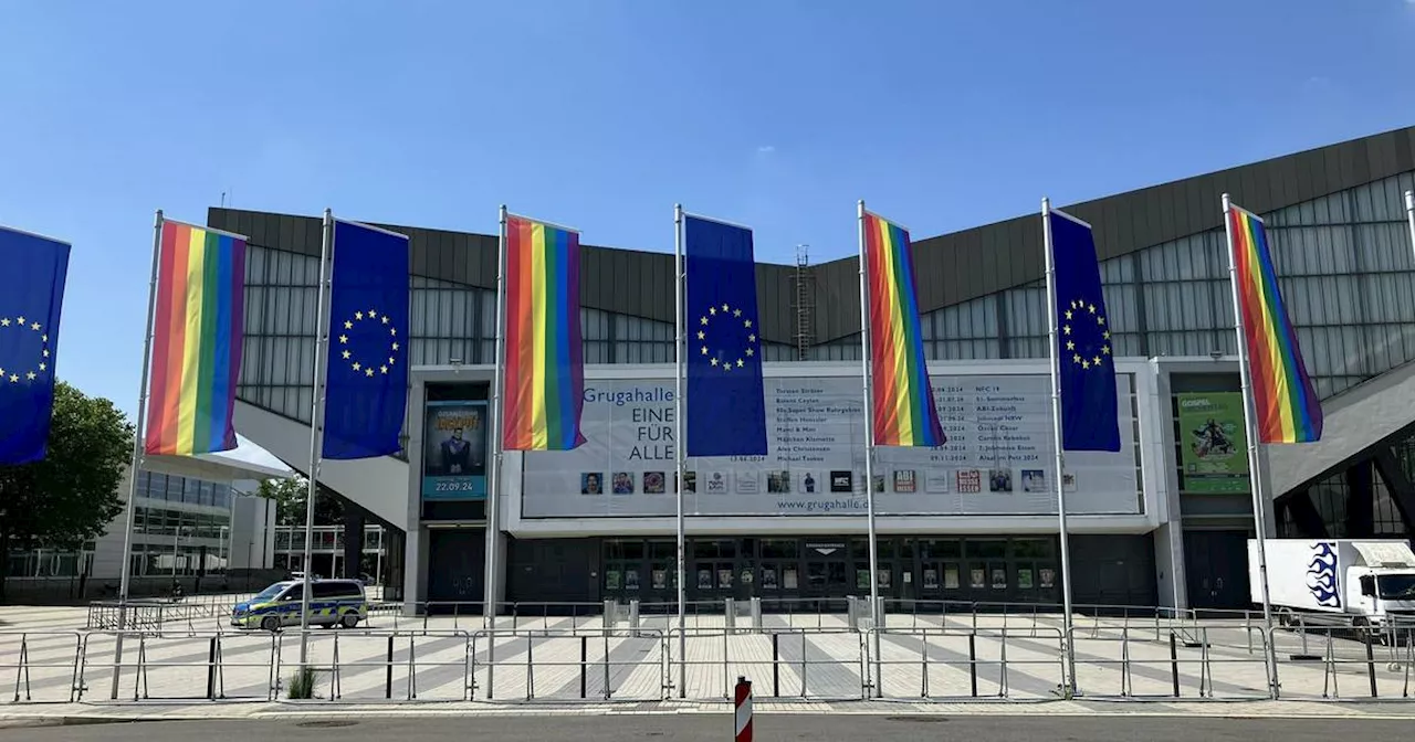 Für Vielfalt und Europa: Stadt Essen ändert Flaggen vor Grugahalle vor AfD-Parteitag