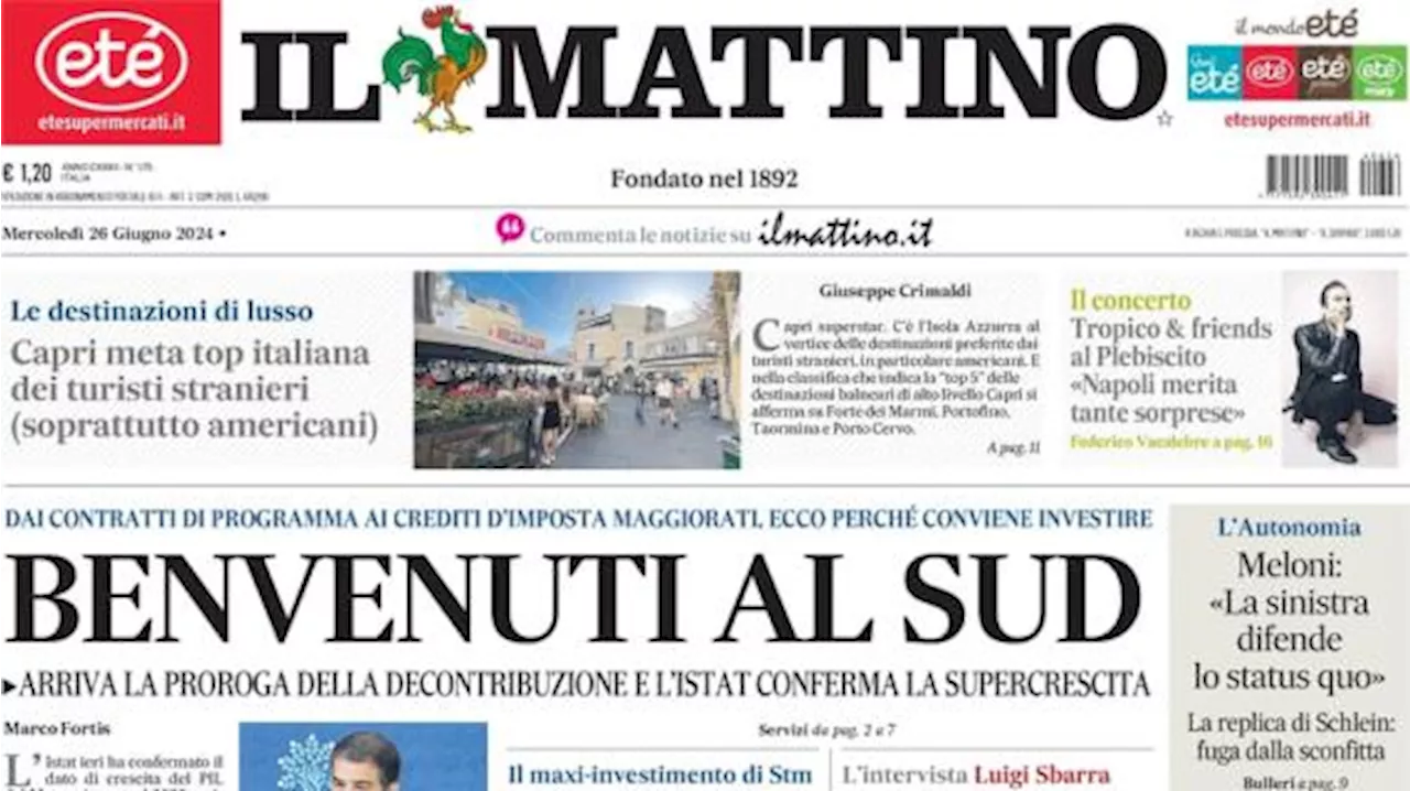 Il Mattino in prima pagina tra il Napoli e la Nazionale: 'Gioia Conte, carica Spalletti'