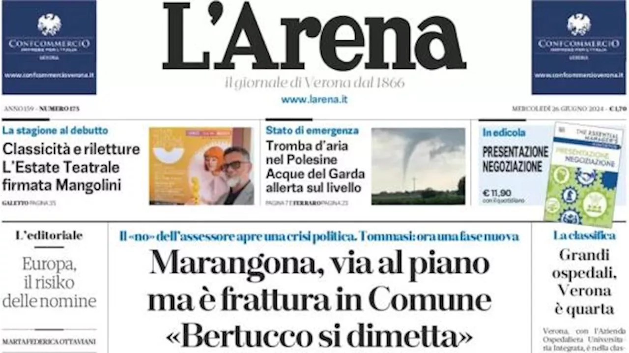 L'Arena in apertura questa mattina: 'Dall'Hellas all'Italia: il volo di Zaccagni'