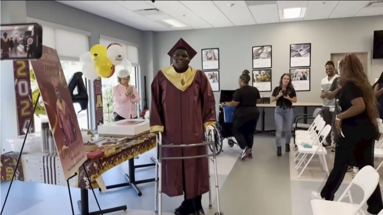 Georgia hospital surprises teen who missed high school graduation after being hit by a school bus