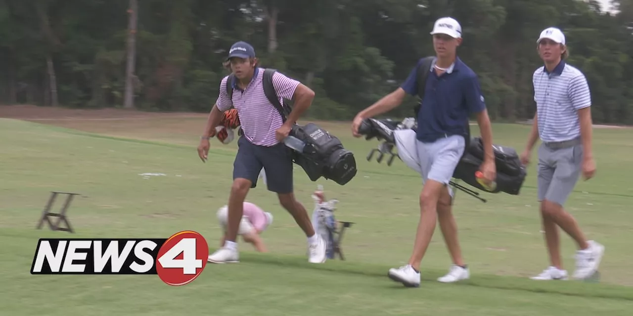 Charlie Woods hits the practice green ahead of Future Masters debut