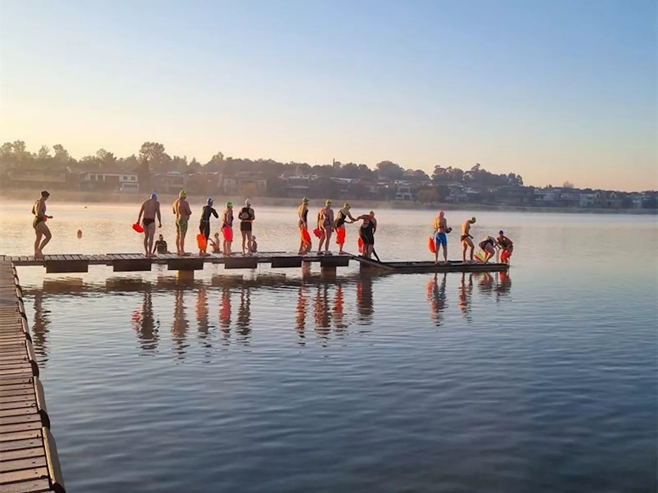 Swimmers brave icy dip in Benoni for winter solstice