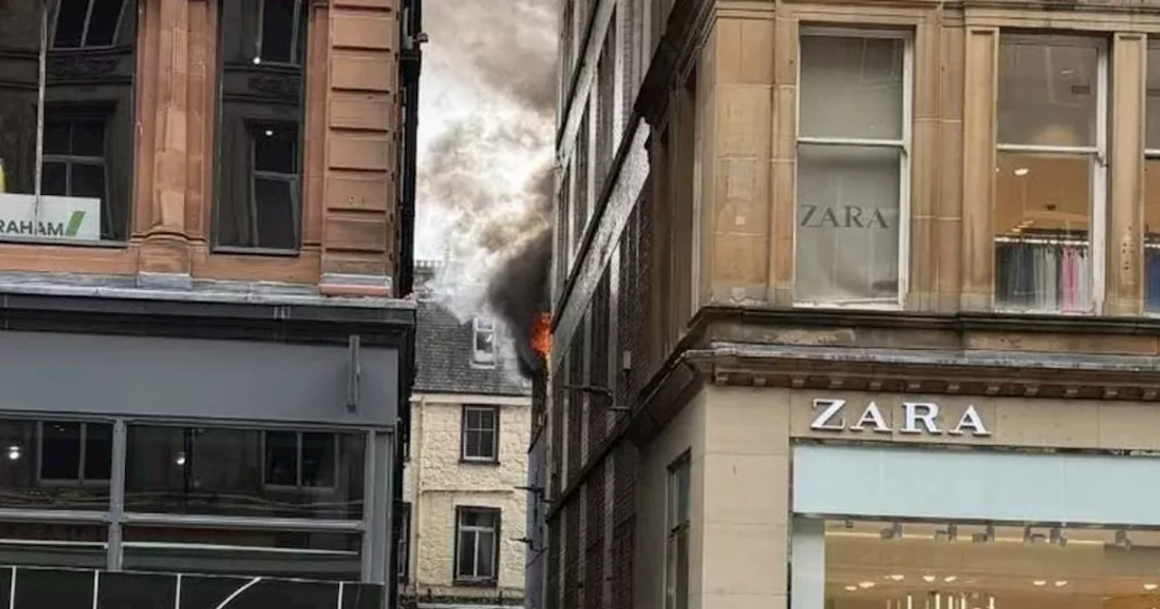 Fire breaks out on Glasgow's Buchanan Street as smoke is seen across city centre