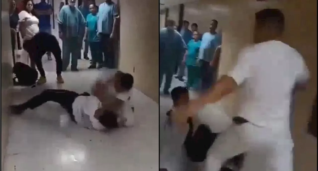 VIDEO: Enfermero golpea a guardia de seguridad en hospital del IMSS en Puebla