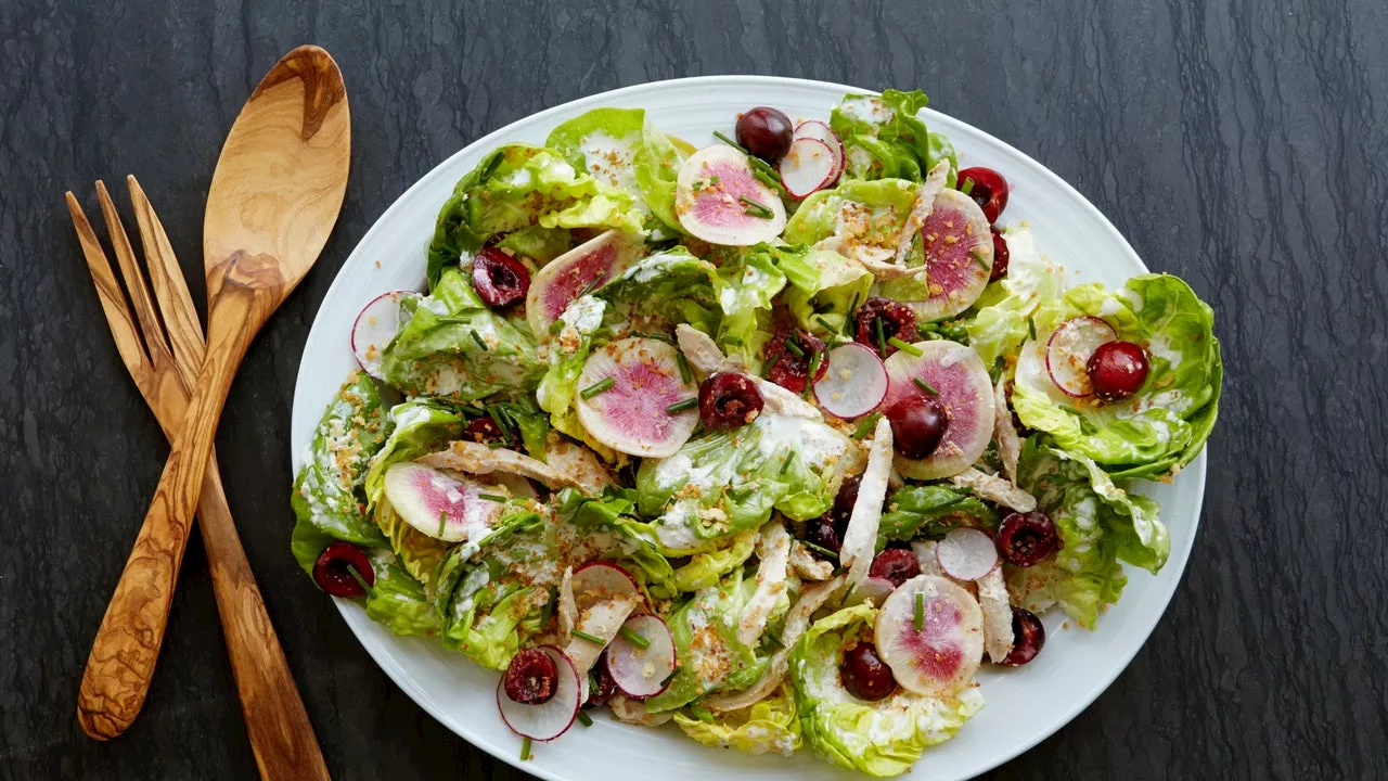 Bibb Lettuce, Chicken, and Cherry Salad With Creamy Horseradish Dressing