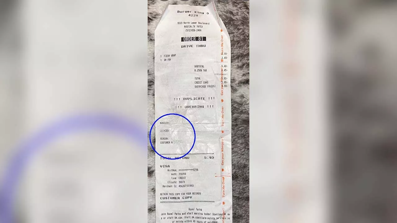 Austin woman accuses Burger King of putting racial slur on her receipt