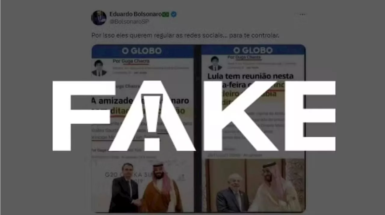 É #FAKE que Guga Chacra se referiu a príncipe saudita de maneira diferente após encontros com Lula e Bolsonaro