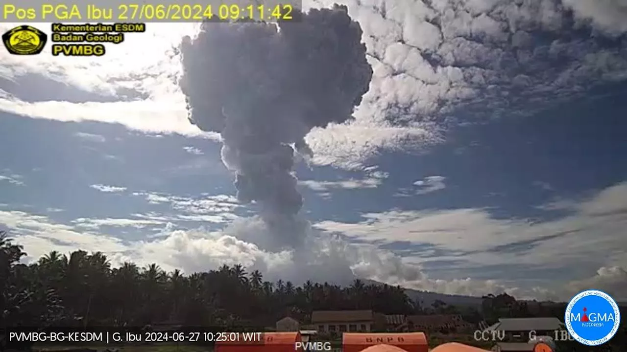 Gunung Ibu Erupsi Dahsyat Kamis Pagi 27 Juni 2024, Kolom Abu Capai 4.000 Meter