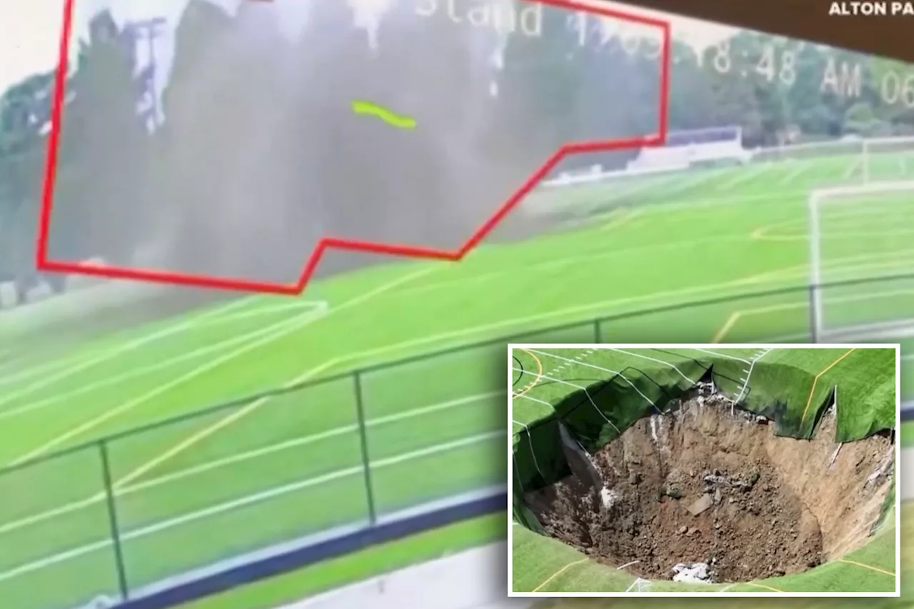 Terrifying moment sinkhole swallows up soccer field: 'Something out of a movie'