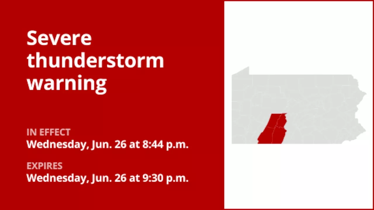 Thunderstorms with damaging winds in part of Pennsylvania Wednesday
