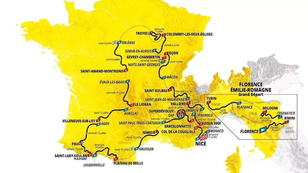 Tour de France 2024: le parcours complet, étape par étape