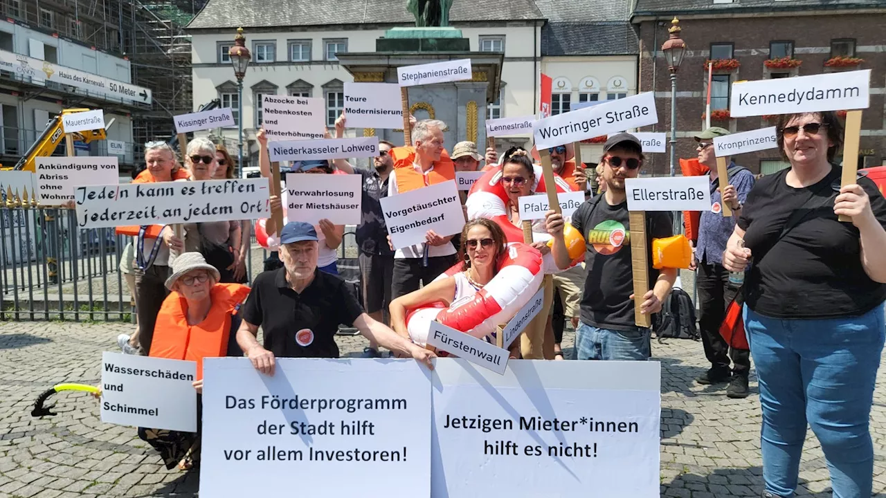 Düsseldorf: Mieter-Protest mit Rettungsringen