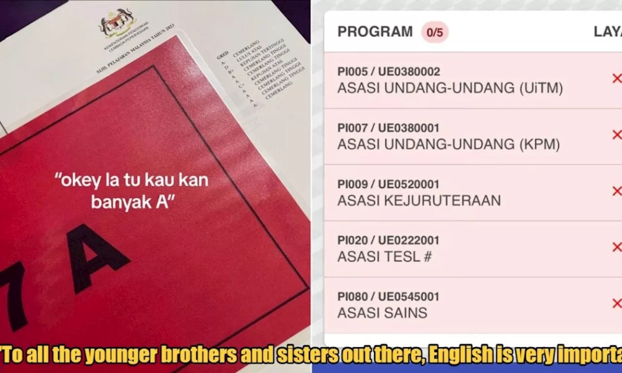 7A SPM Student Gets Rejected by Universities for Scoring D in English, Reminds Others that BI is Important