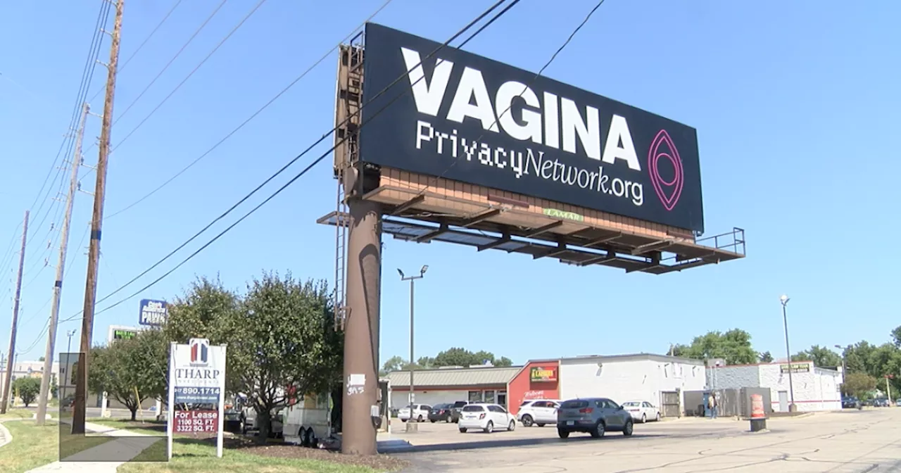 Billboard in Indianapolis raising awareness for women's reproductive rights