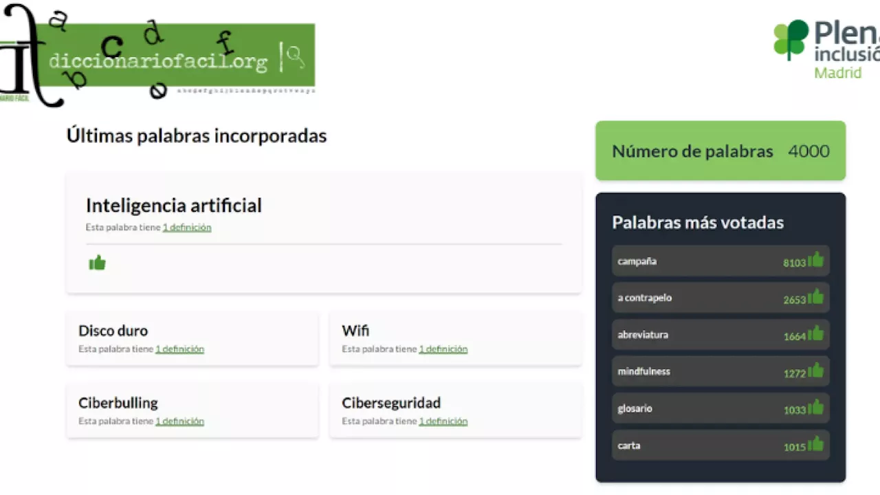 El Diccionario Fácil de Plena Inclusión Madrid alcanza, con 'Inteligencia Artificial', las 4.000 palabras publicadas