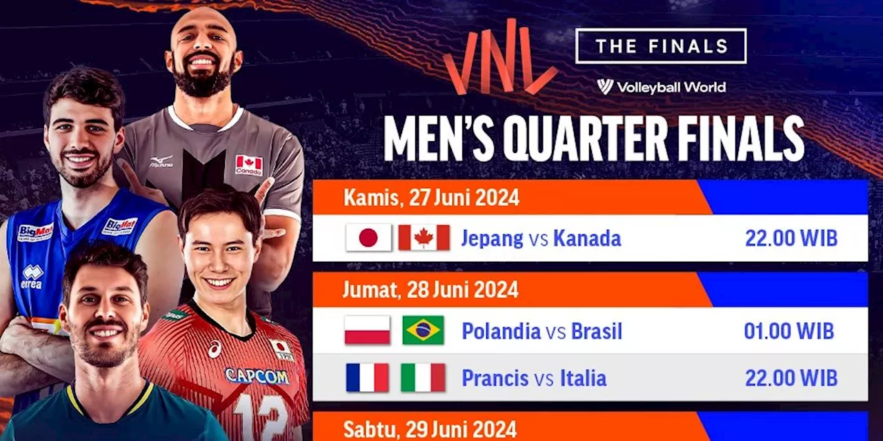 Jadwal Siaran Langsung Perempat Final Men's VNL 2024 di Vidio, 27-29 Juni 2024